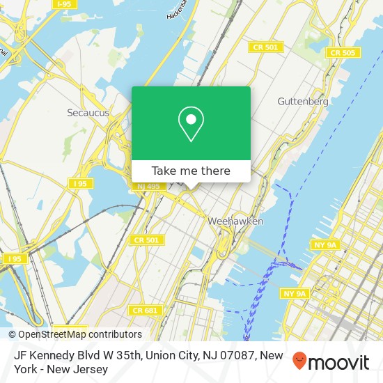 Mapa de JF Kennedy Blvd W 35th, Union City, NJ 07087