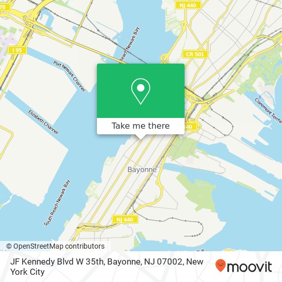 Mapa de JF Kennedy Blvd W 35th, Bayonne, NJ 07002