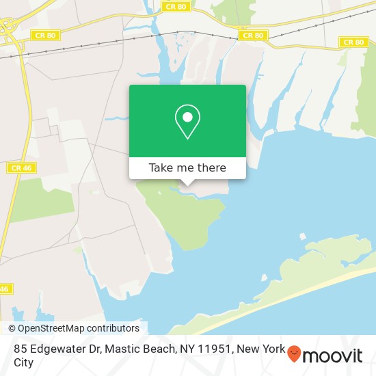 Mapa de 85 Edgewater Dr, Mastic Beach, NY 11951