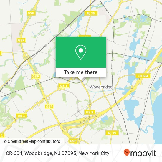 Mapa de CR-604, Woodbridge, NJ 07095