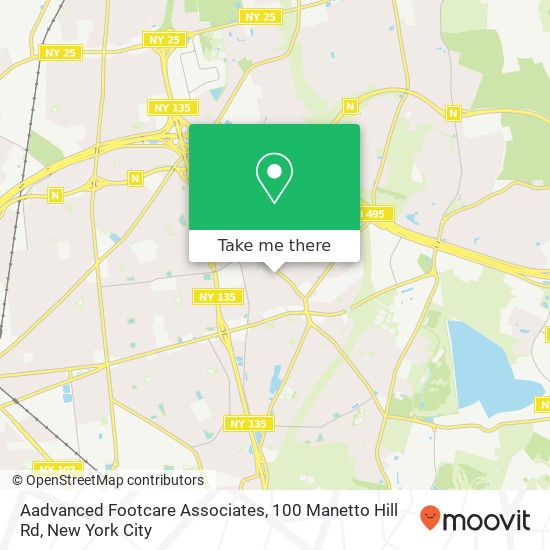 Aadvanced Footcare Associates, 100 Manetto Hill Rd map