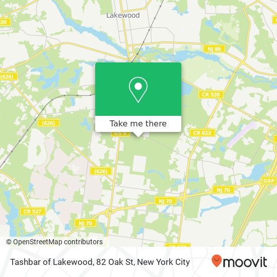 Mapa de Tashbar of Lakewood, 82 Oak St