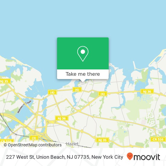 Mapa de 227 West St, Union Beach, NJ 07735