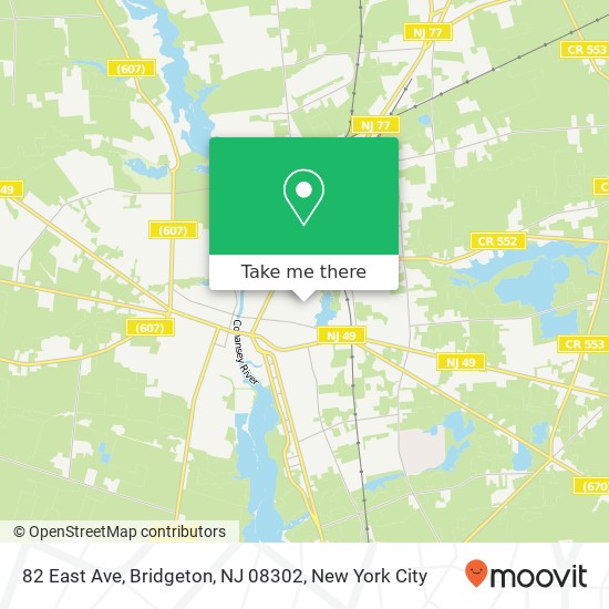 Mapa de 82 East Ave, Bridgeton, NJ 08302