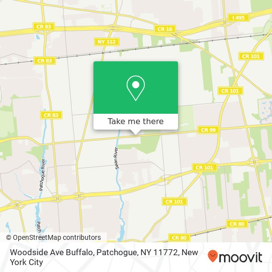Mapa de Woodside Ave Buffalo, Patchogue, NY 11772