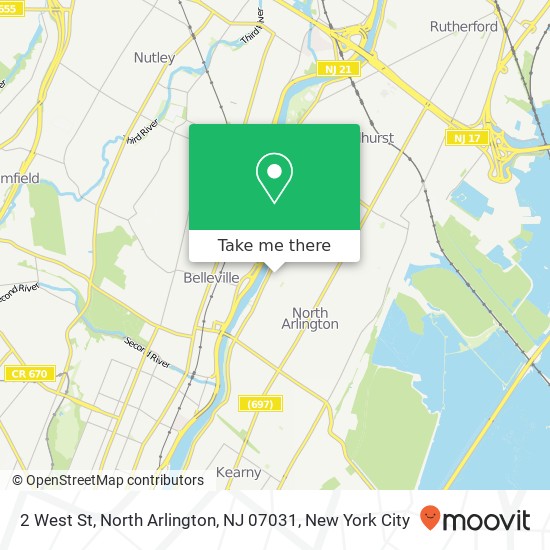 Mapa de 2 West St, North Arlington, NJ 07031