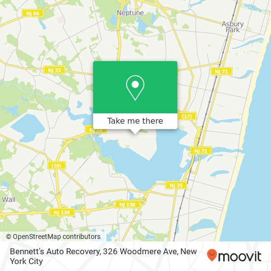 Bennett's Auto Recovery, 326 Woodmere Ave map