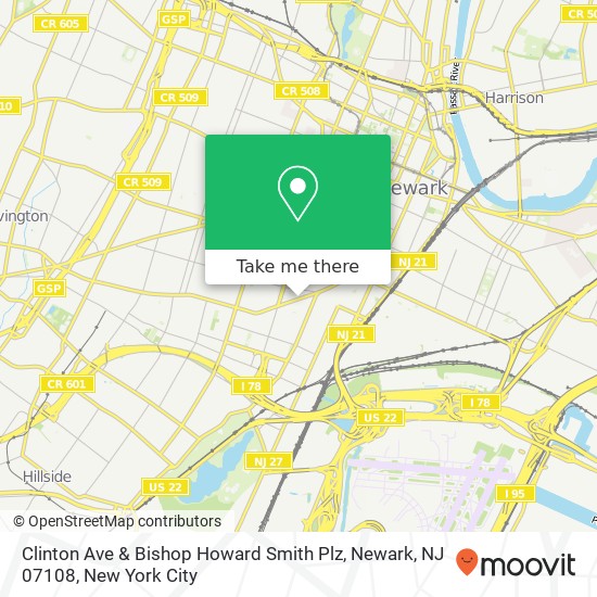Mapa de Clinton Ave & Bishop Howard Smith Plz, Newark, NJ 07108