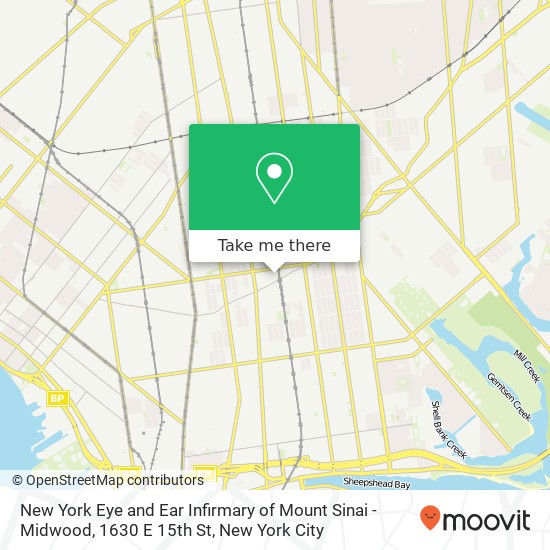 Mapa de New York Eye and Ear Infirmary of Mount Sinai - Midwood, 1630 E 15th St