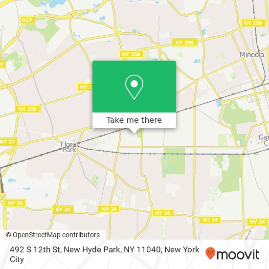 Mapa de 492 S 12th St, New Hyde Park, NY 11040