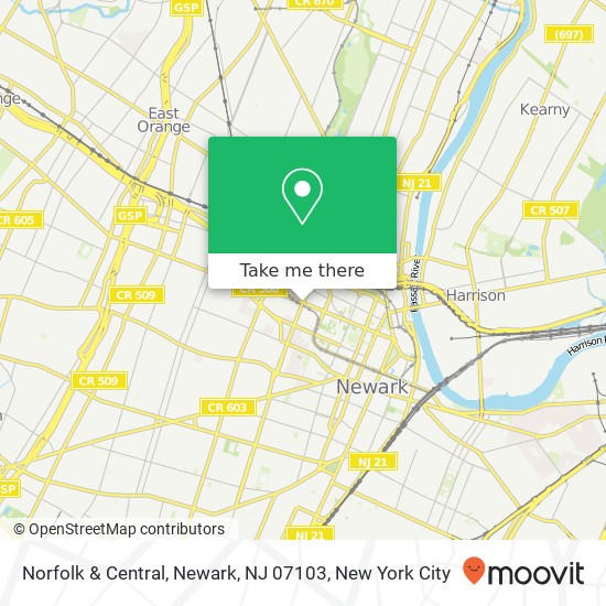 Mapa de Norfolk & Central, Newark, NJ 07103