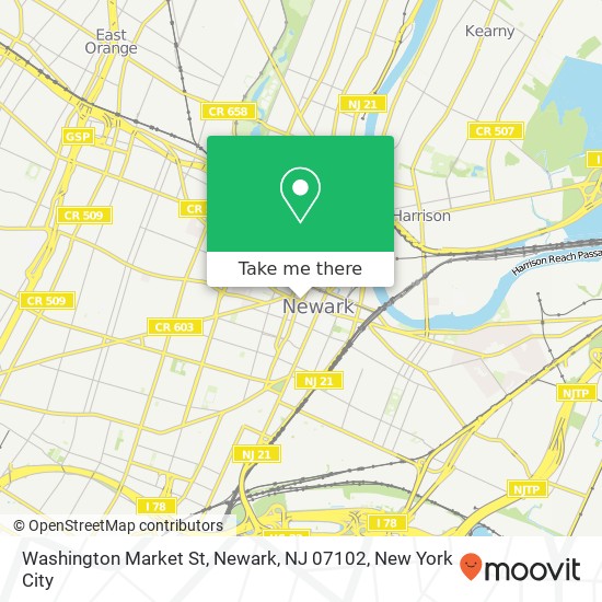 Washington Market St, Newark, NJ 07102 map