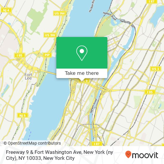 Freeway 9 & Fort Washington Ave, New York (ny City), NY 10033 map