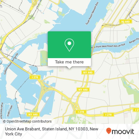 Mapa de Union Ave Brabant, Staten Island, NY 10303