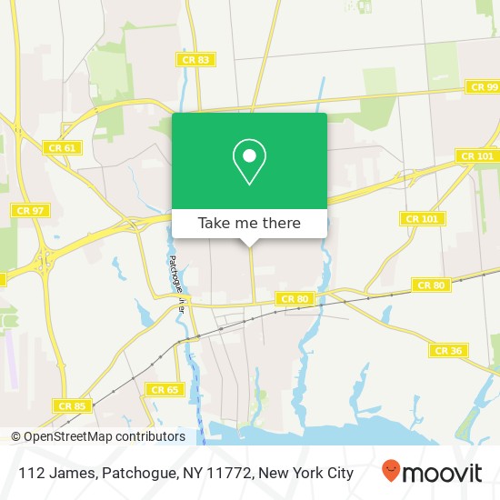 Mapa de 112 James, Patchogue, NY 11772