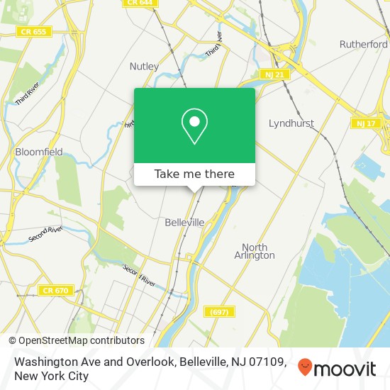 Mapa de Washington Ave and Overlook, Belleville, NJ 07109