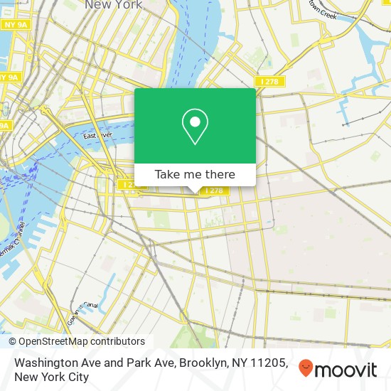 Mapa de Washington Ave and Park Ave, Brooklyn, NY 11205