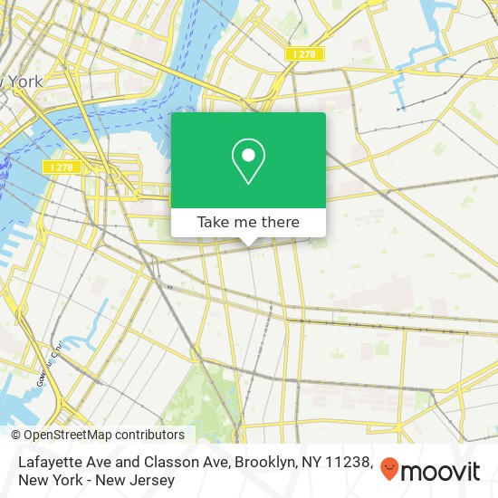 Mapa de Lafayette Ave and Classon Ave, Brooklyn, NY 11238