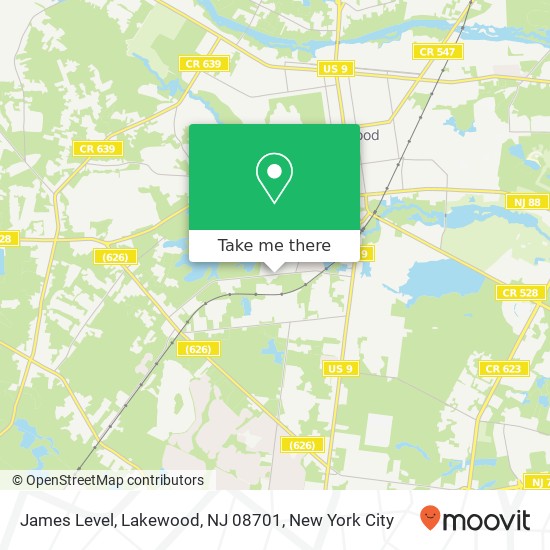Mapa de James Level, Lakewood, NJ 08701