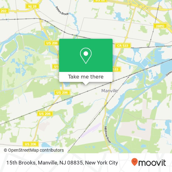 Mapa de 15th Brooks, Manville, NJ 08835