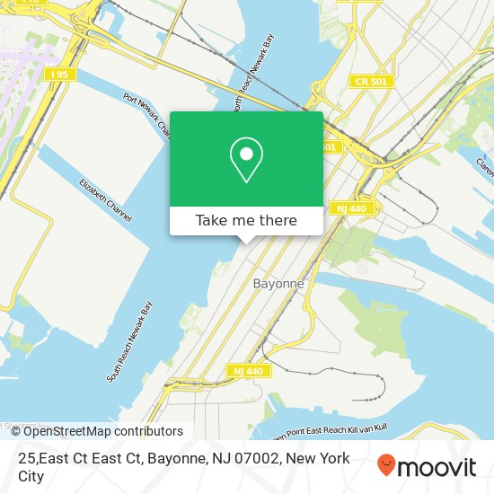 Mapa de 25,East Ct East Ct, Bayonne, NJ 07002