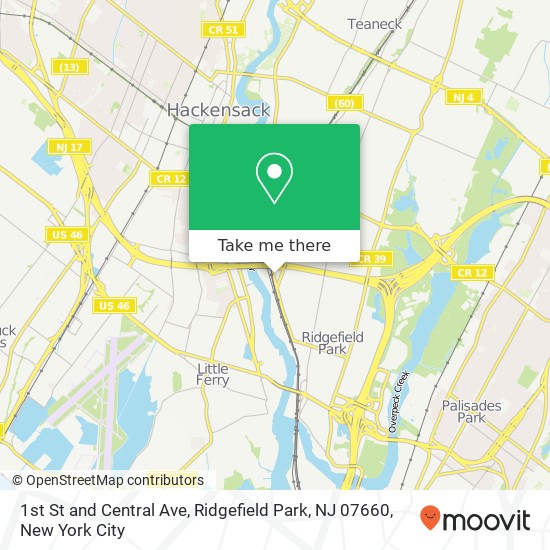 1st St and Central Ave, Ridgefield Park, NJ 07660 map