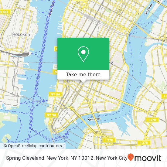 Mapa de Spring Cleveland, New York, NY 10012