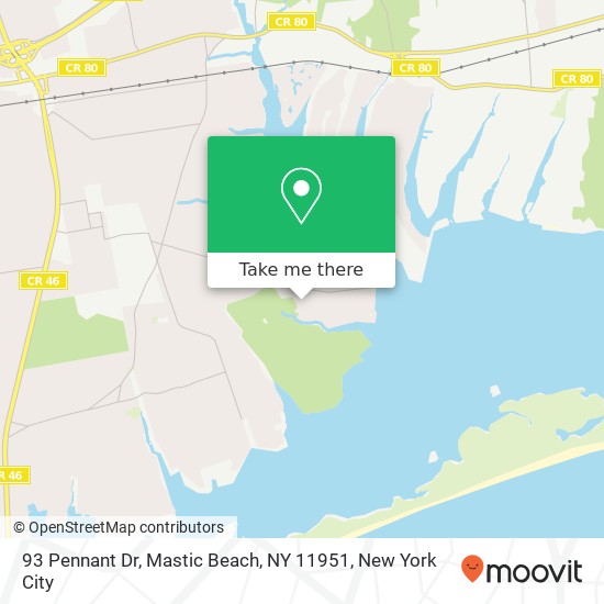 93 Pennant Dr, Mastic Beach, NY 11951 map