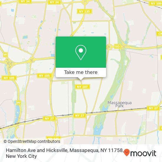 Mapa de Hamilton Ave and Hicksville, Massapequa, NY 11758