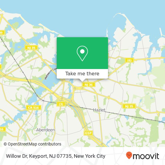 Mapa de Willow Dr, Keyport, NJ 07735
