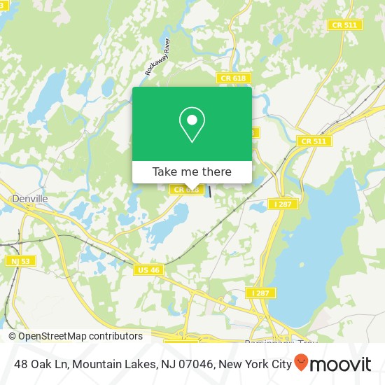 Mapa de 48 Oak Ln, Mountain Lakes, NJ 07046