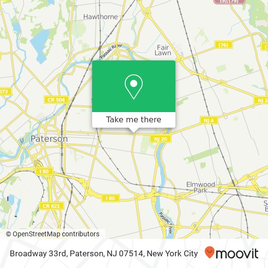 Mapa de Broadway 33rd, Paterson, NJ 07514