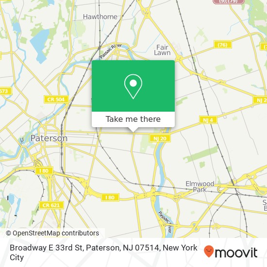 Mapa de Broadway E 33rd St, Paterson, NJ 07514