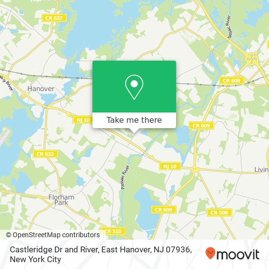 Mapa de Castleridge Dr and River, East Hanover, NJ 07936