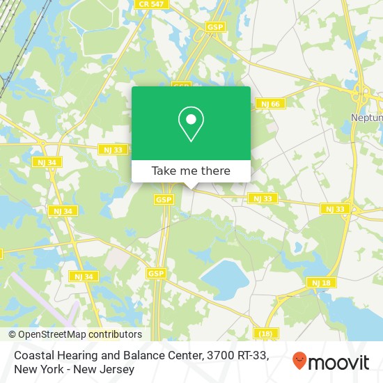 Coastal Hearing and Balance Center, 3700 RT-33 map