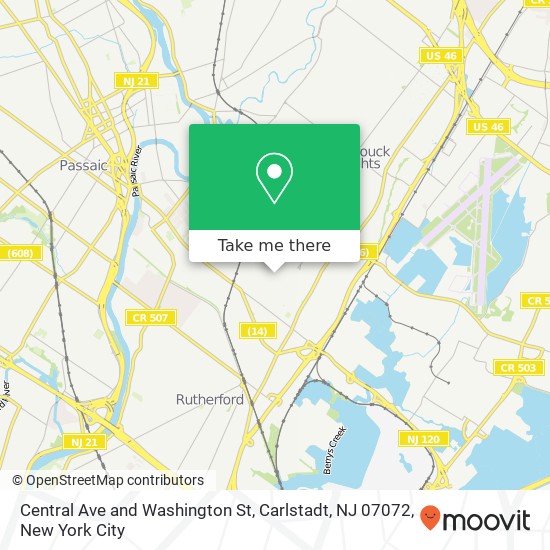 Mapa de Central Ave and Washington St, Carlstadt, NJ 07072