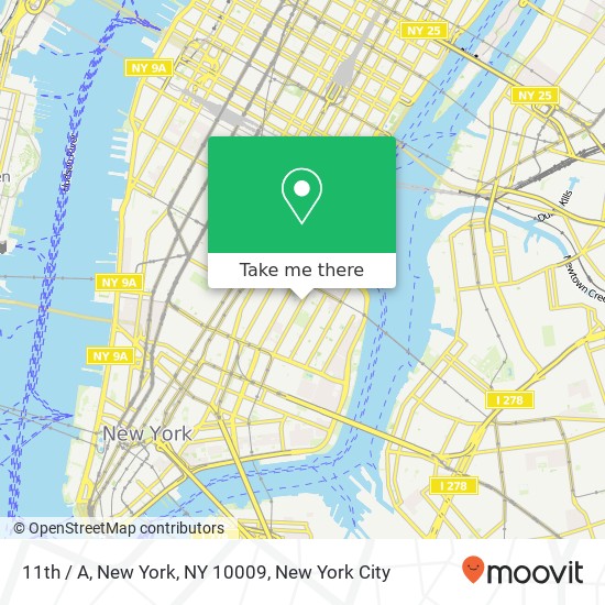 11th / A, New York, NY 10009 map