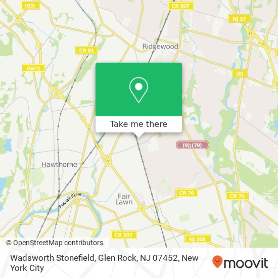 Mapa de Wadsworth Stonefield, Glen Rock, NJ 07452