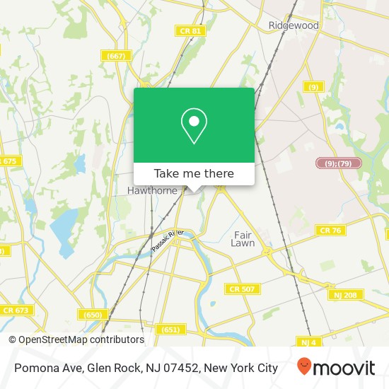 Pomona Ave, Glen Rock, NJ 07452 map