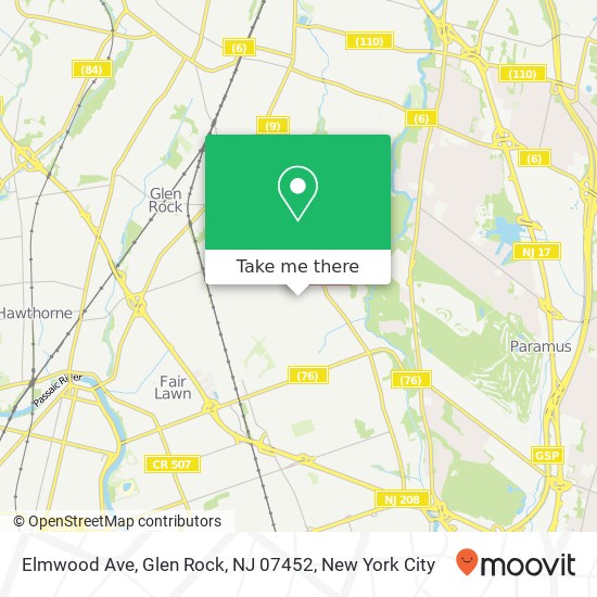 Mapa de Elmwood Ave, Glen Rock, NJ 07452