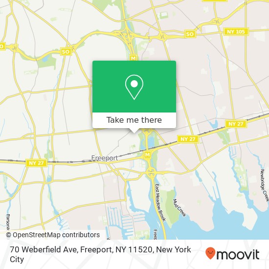 Mapa de 70 Weberfield Ave, Freeport, NY 11520