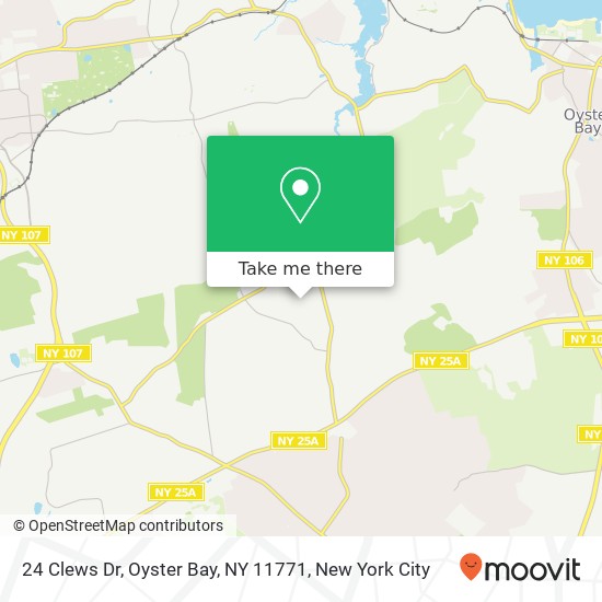 Mapa de 24 Clews Dr, Oyster Bay, NY 11771