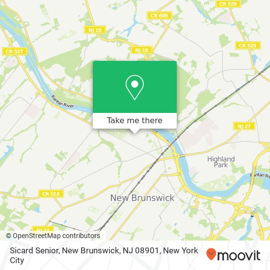 Mapa de Sicard Senior, New Brunswick, NJ 08901