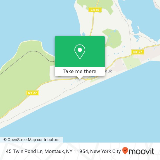 Mapa de 45 Twin Pond Ln, Montauk, NY 11954