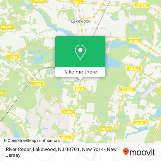 Mapa de River Cedar, Lakewood, NJ 08701