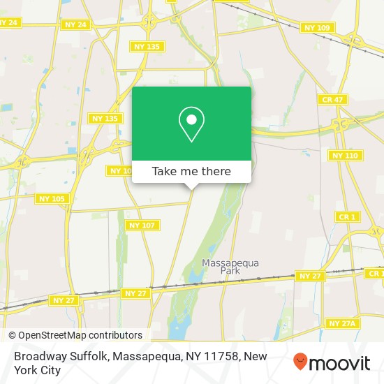 Mapa de Broadway Suffolk, Massapequa, NY 11758