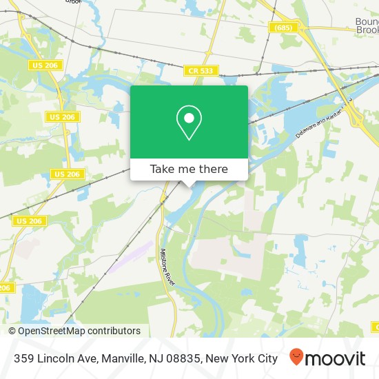 Mapa de 359 Lincoln Ave, Manville, NJ 08835