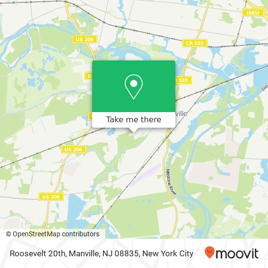 Mapa de Roosevelt 20th, Manville, NJ 08835