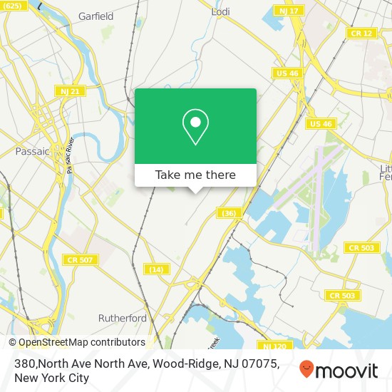 Mapa de 380,North Ave North Ave, Wood-Ridge, NJ 07075