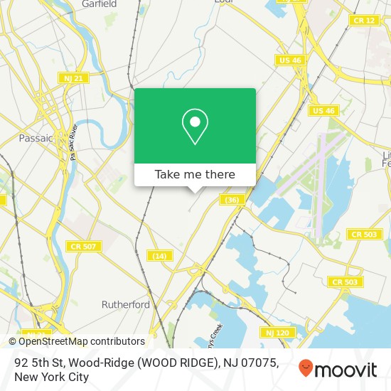 Mapa de 92 5th St, Wood-Ridge (WOOD RIDGE), NJ 07075